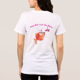 Camiseta com Texto Atraente e Peixe e Minhoca Engr