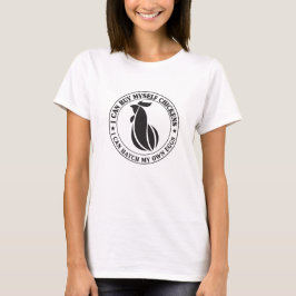 Camiseta com texto circundando uma galinha fofa