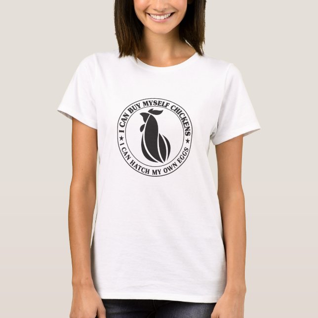 Camiseta com texto circundando uma galinha fofa (Frente)