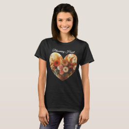 Camiseta com Texto Customizável Coração em Flor