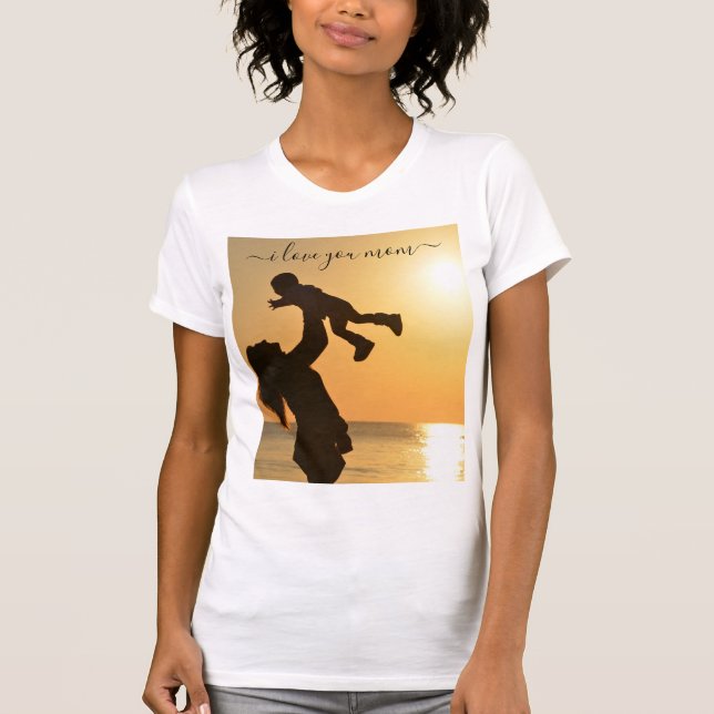 Camiseta com Texto de Foto de Mãe com Bebê - Eu Am (Frente)