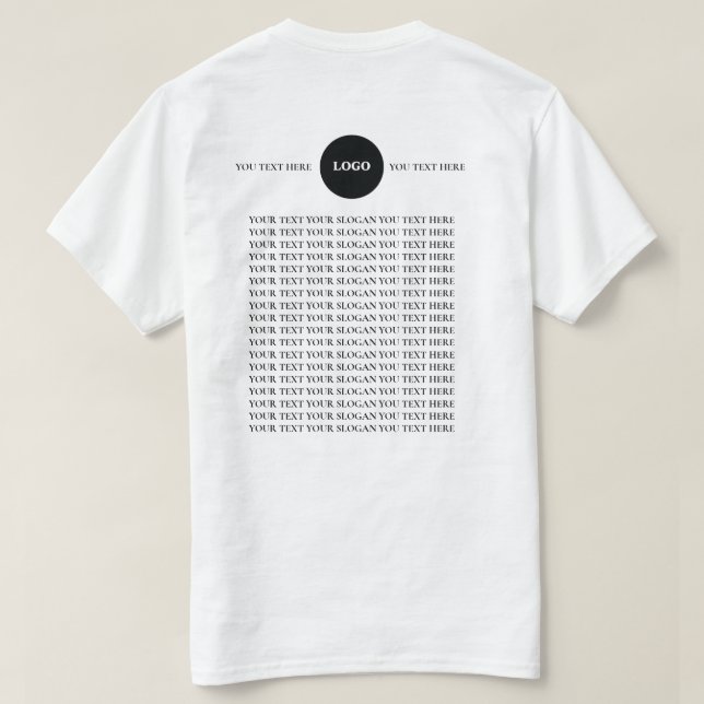 Camiseta com texto de logotipo personalizado (Verso do Design)