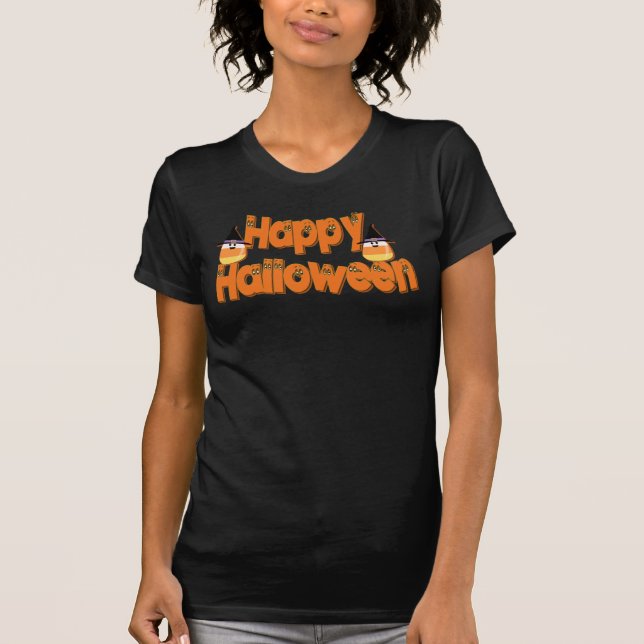 Camiseta com Texto Divertido de Feliz Halloween (Frente)