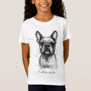 Camiseta 🐶Com texto personalizado, charme Frenchie Scribbl