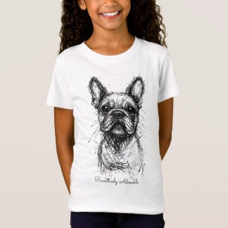 Camiseta 🐶Com texto personalizado, charme Frenchie Scribbl