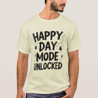 Camiseta com Tipografia Grunge "Modo Dia Feliz Des