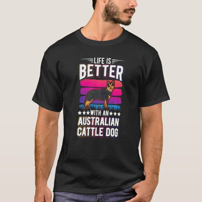 Camiseta Com um Cão de Gado Australiano  1 (Frente)