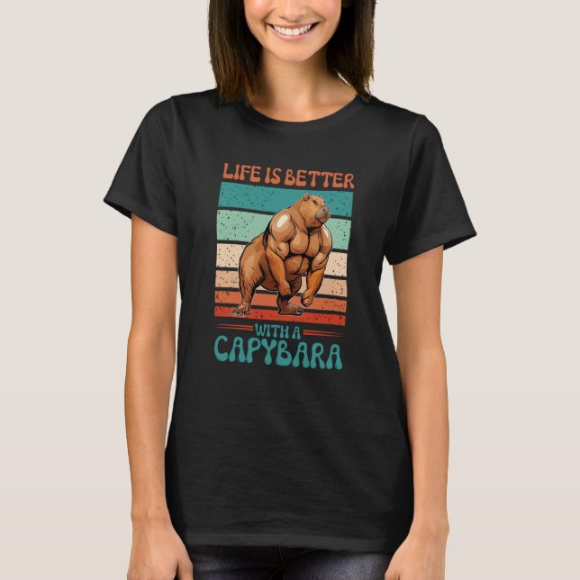 Camiseta Com um capivara fisiculturista (Frente)