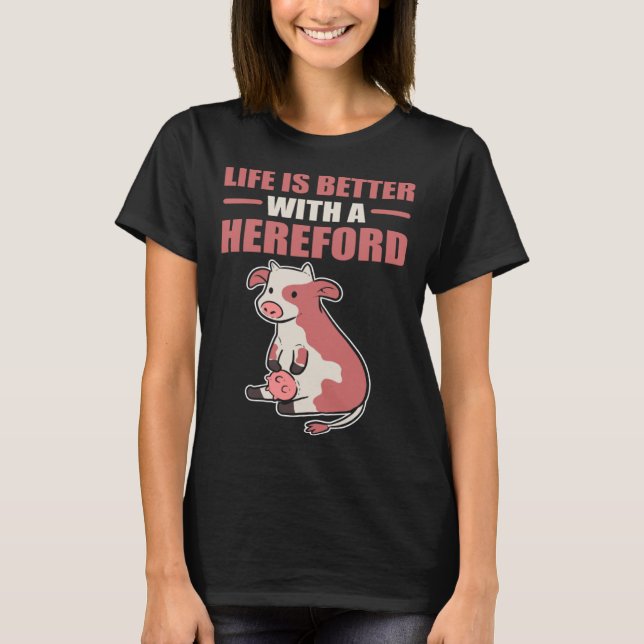 Camiseta com um Farmer de Vaca Hereford (Frente)