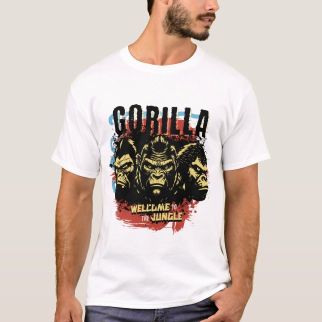 Camiseta com um forte design de gorila (Frente)