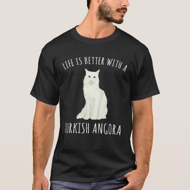 Camiseta Com um gato angora turco (Frente)