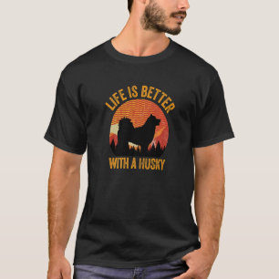 Camiseta Com um Husky Linhas Onduladas Retro