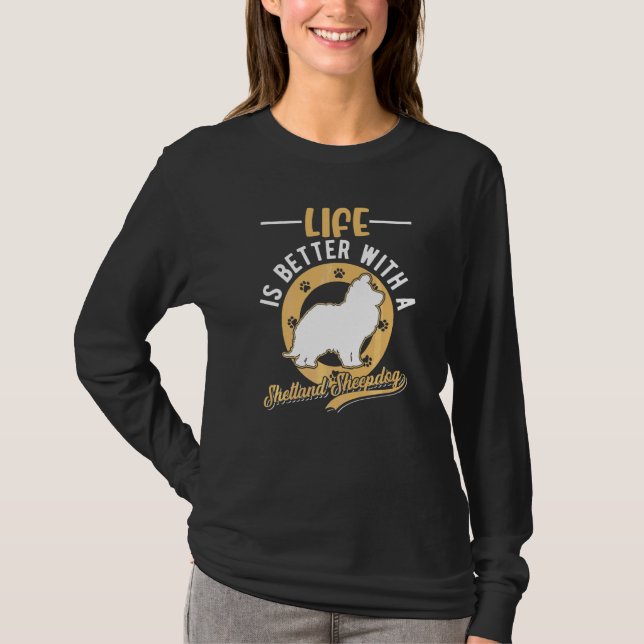 Camiseta Com um Sheltie de Ovelha Shetland (Frente)