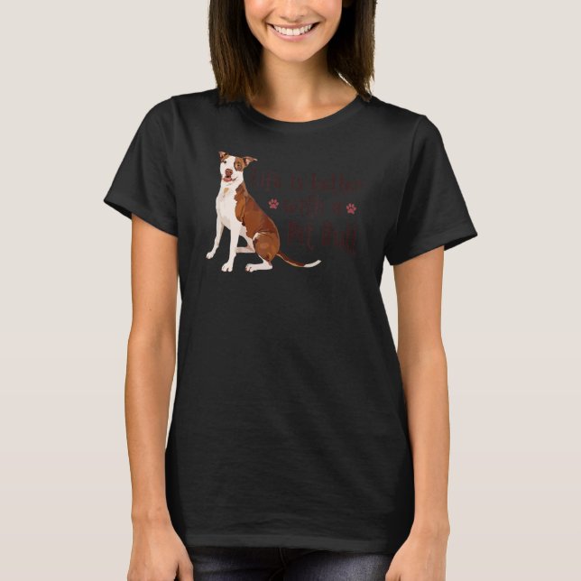 Camiseta com uma Grafia Pit Bull Puppy Dog (Frente)