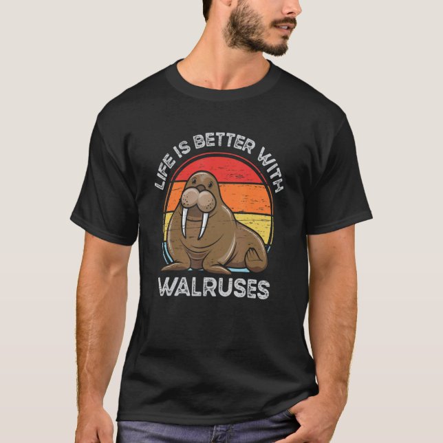 Camiseta Com Walruses Tusk Whiskers Mamíferos Marinhos (Frente)