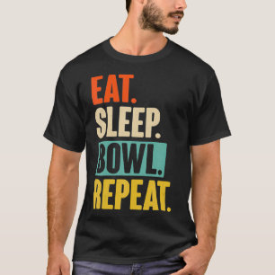 Camiseta Coma a boia do sono Repetir Boliche engraçada retr