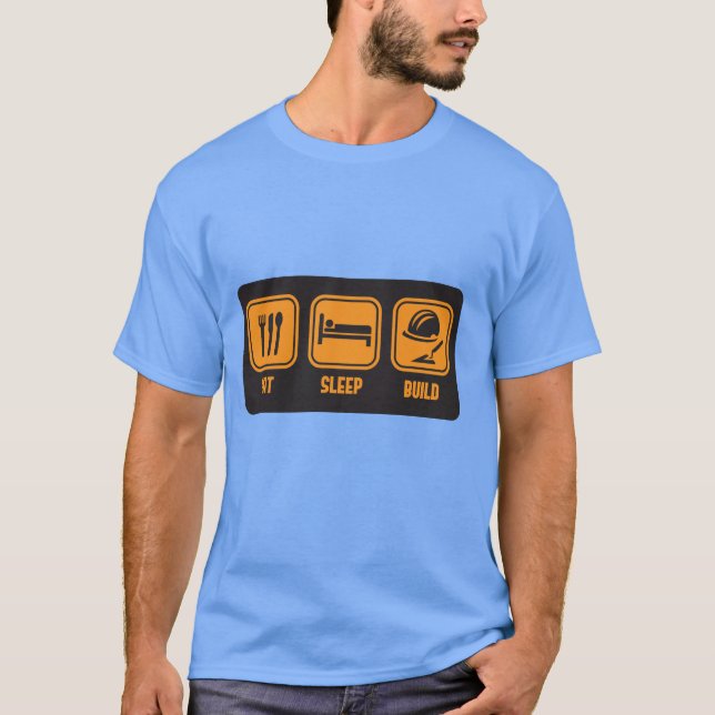 Camiseta Coma a construção do sono no t-shirt engraçado (Frente)