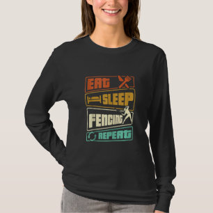 Camiseta Coma a Esgrima do Sono Repetir Sword Saber Epee Fe