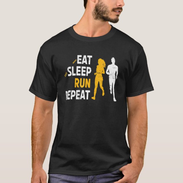 Camiseta Coma A Execução Do Sono Repita Para Um Cardio Espo (Frente)