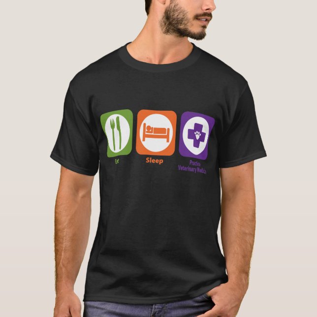 Camiseta Coma a medicina veterinária da prática do sono (Frente)
