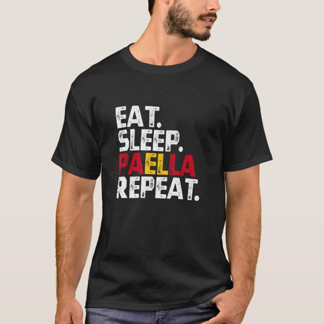 Camiseta Coma a Paella do Sono Repetir a Espanha Comida Esp (Frente)