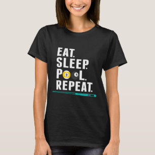Camiseta Coma a Piscina de latência Repetir os Bilhares Eng