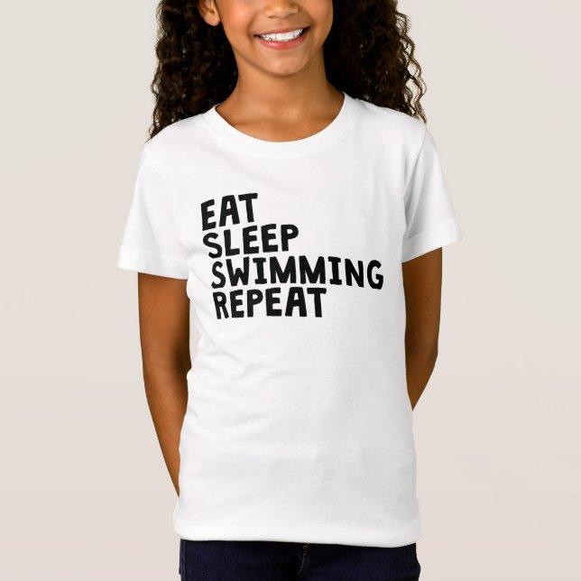 Camiseta Coma a repetição da natação do sono (Frente)