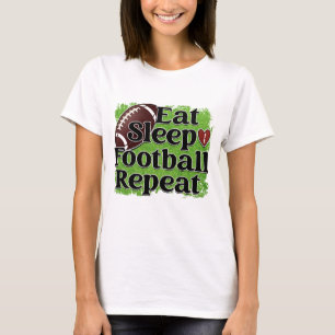 Camiseta Coma a Repetição de Futebol do Sono, Dia do Jogo d