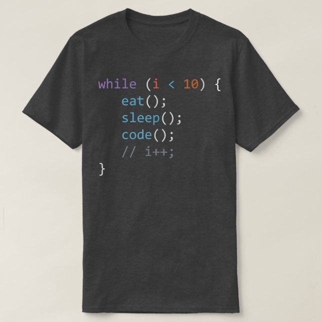 Camiseta Coma a repetição do código de salto, desenvolvedor (Frente do Design)