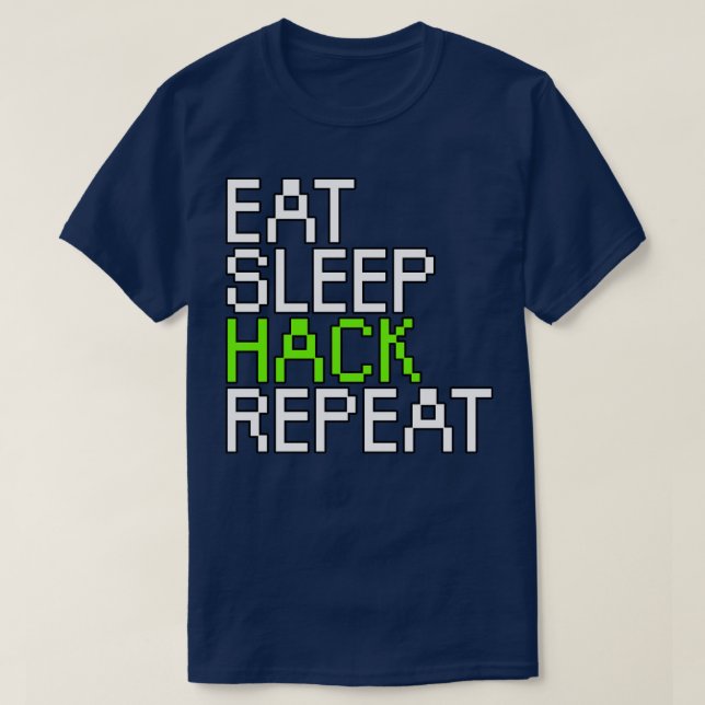 Camiseta Coma a repetição do hack de dormir (Frente do Design)