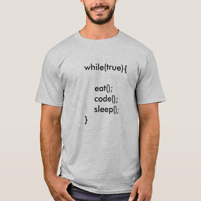 Camiseta coma a repetição do sono do código (Frente)