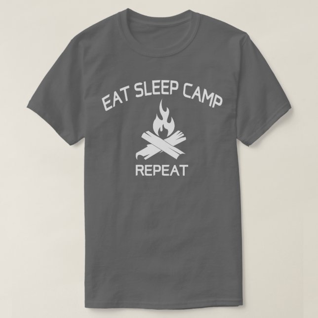 Camiseta Coma Acampamento De Sono Repete Engraçado Para Ata (Frente do Design)