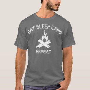 Camiseta Coma Acampamento De Sono Repete Engraçado Para Ata