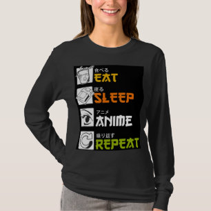 Camiseta Coma animação de sono Repetir Presente Idea Cosp