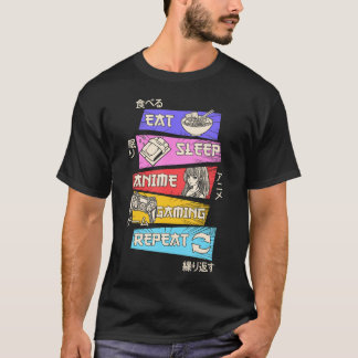 Camiseta Coma animação do sono Jogos Repetir Jogador Otaku 