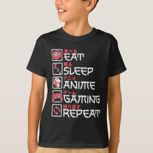 Camiseta Coma animação do sono Jogos Repetir Jogador Otaku