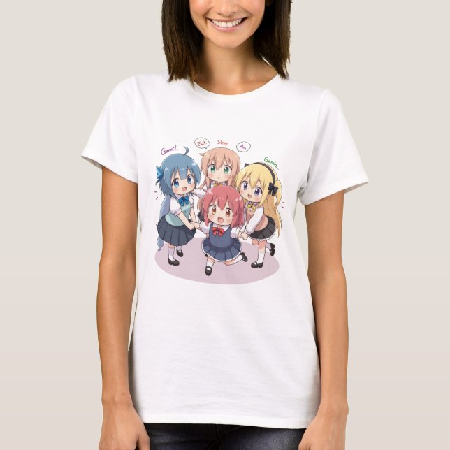 Camiseta Coma animação do sono Repetir animação Kawaii Otak (Frente)