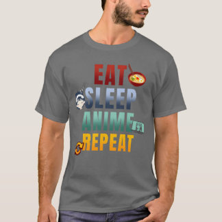 Camiseta Coma Anime Dormir Repetir Presente de Mangás Fofos
