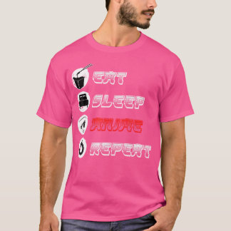 Camiseta Coma Anime Dormir Repita Para Um Otaku Cosplay Man