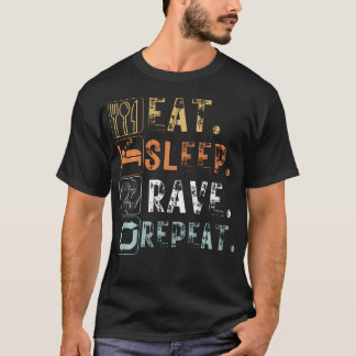 Camiseta Coma Antigo Eat Sleep Rave Repeat Engraçado Eat Sl