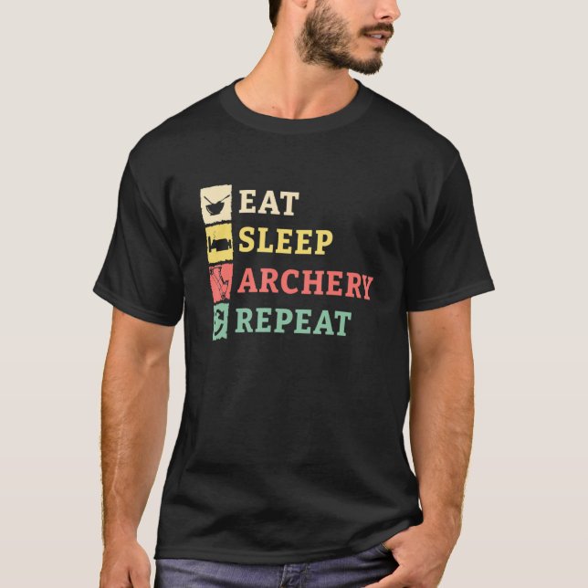 Camiseta Coma Arco de Seta Repetitiva com Arqueiro do Sono (Frente)