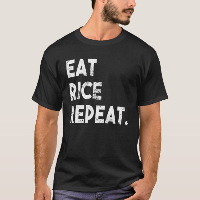 Camiseta Coma Arroz Repete Arroz Branco Divertido Comida Co (Frente)
