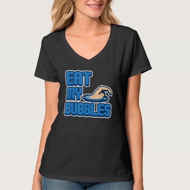 Camiseta Coma As Minhas Bolhas Nadando Humor (Frente)