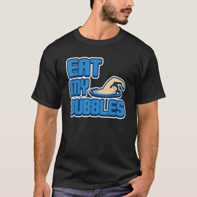 Camiseta Coma As Minhas Bolhas Nadando Humor (Frente)