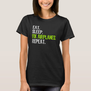 Camiseta Coma Aviões de Correção do Sono Mecânicos Repetido