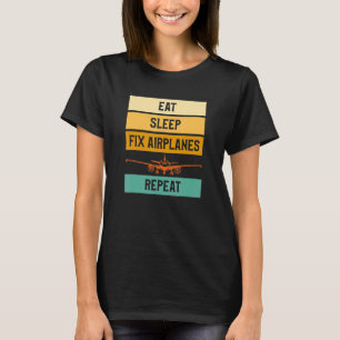 Camiseta Coma Aviões de Correção do Sono Mecânicos Repetido