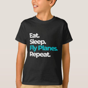 Camiseta Coma aviões de voo que dormem repetidamente para