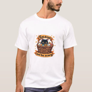 Camiseta Coma, Beba E Seja Assustador Cesta De Doce Ou Trav