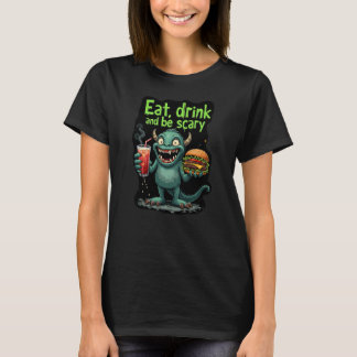 Camiseta Coma Bebida e fique assustada com T-Shirt