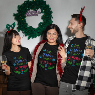 Camiseta Coma, bebida e seja alegre, o feriado do Natal,